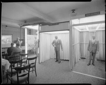 Displays comparing lighting for retail clothiers