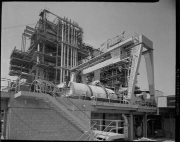 Crane on generator deck at steam plant