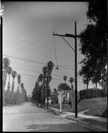 Street lighting in a residential area during the day