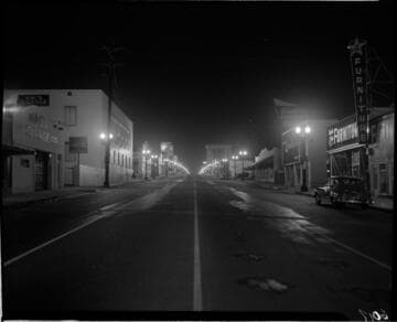 Street Lighting in a commercial area at night