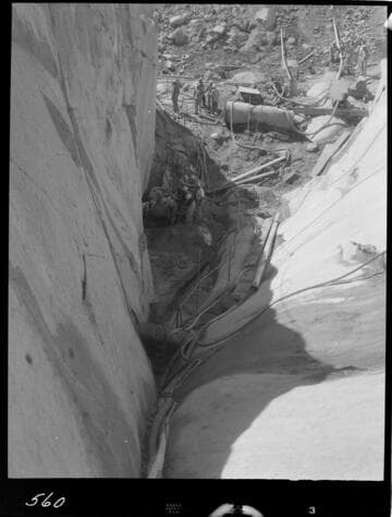 Big Creek - Mammoth Pool - De-watering bottom of cutoff trench looking downstream