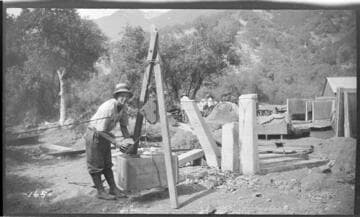 A man testing slab specimen at Kaweah #3 Hydro Plant