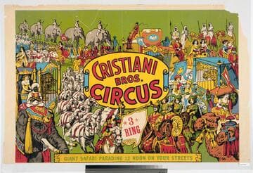 Cristiani Bros. Circus : 3 ring : giant safari parading 12 noon on your streets
