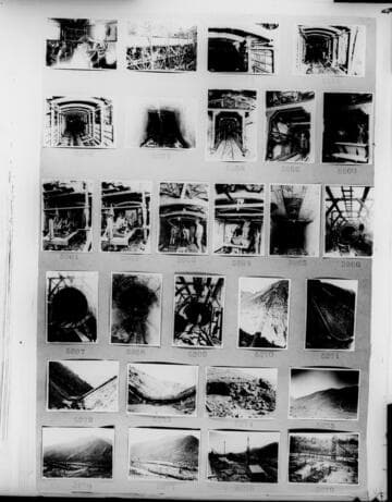 Multiple-image copy film negative with 28 images of Kern River 3 construction: #02-05252 to #02-05279
