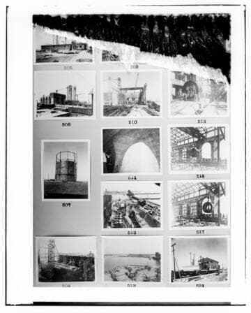 This is a multi-image negative that depicts construction of Long Beach Steam Plant