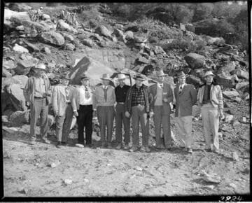 Big Creek 4 construction.  Nine men with ties