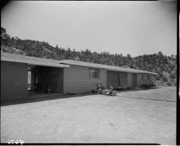 Two children sitting in their backyard