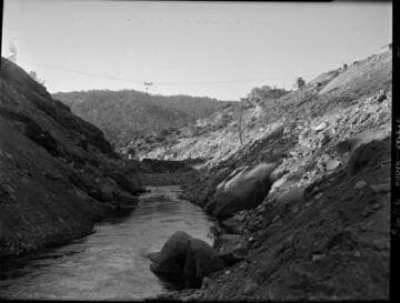 Big Creek #4: Dam 7 construction site during coffer dam stage