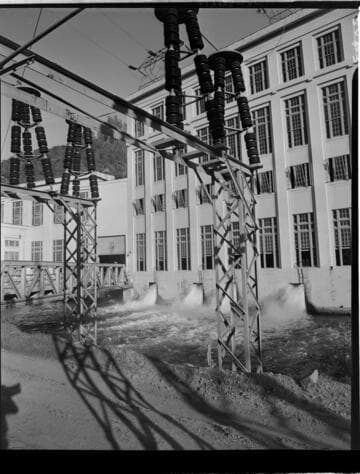 Shot through switchgear towards tailrace from Powerhouse 2 near 2A