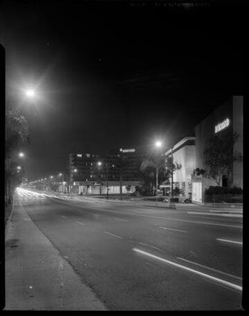 Street lighting near the Beverly Hilton hotel