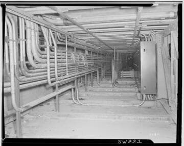 Redondo Beach Steam Station - Plant #1 - Looking north in electrical conduit gallery