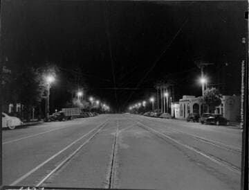 Street lighting in a business area at night