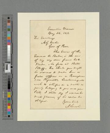 Abraham Lincoln, Washington, D.C., letter to Andrew G. Curtin