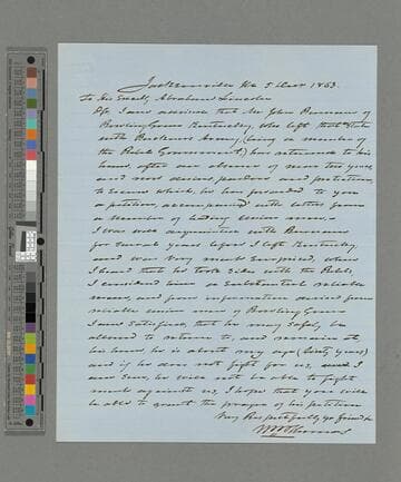W. W. Thomas, Jacksonville, Illinois, letter to Abraham Lincoln