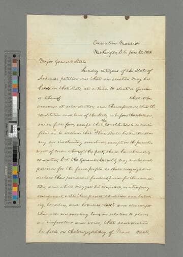 Abraham Lincoln, Washington, D.C., letter to Frederick Steele