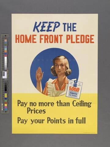 Keep the home front pledge. Pay no more than ceiling prices. Pay your points in full