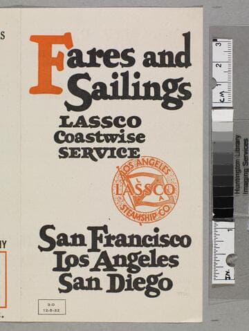 Fares and sailings : LASSCO coastwise service, San Francisco Los Angeles San Diego