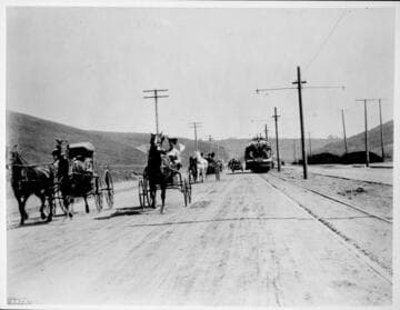 Sunset Blvd., East of Vendome, Tunnel Day with teams, 1909