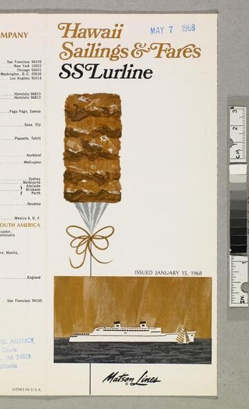 Hawaii sailings & fares :  SS Lurline