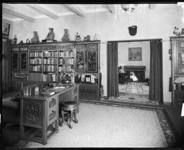 Library in Grace Nicholson's private home in the Treasure House