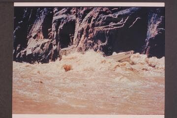 Frank Wright running the Monument Creek Rapid.  Frank decided control was impossible