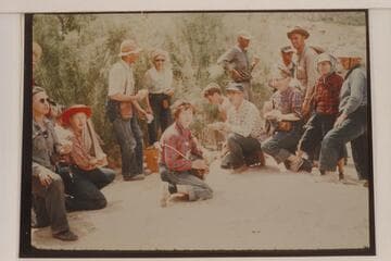 Bus Hatch party of 1956.  Photo at lunch stop below Vulcan Rapid