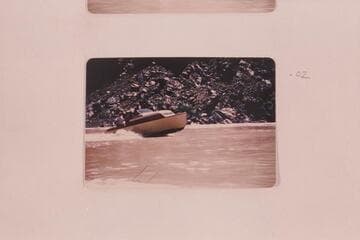 The 21 foot Kit Boat of Chris Craft make used by the Wright-Rigg partnership in their 1952, May, run of the Grand Canyon