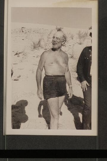 Dock Marston at end of 1956 Grand Canyon cruise; Sandy Point, Lake Mead