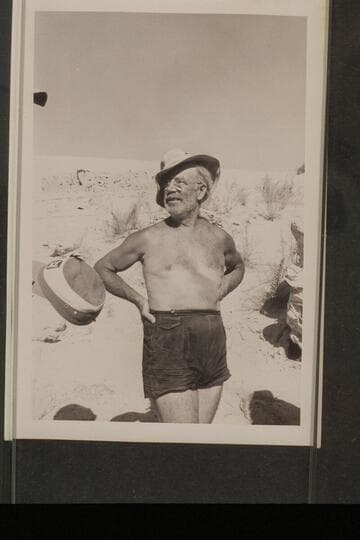 Dock Marston at end of 1956 Grand Canyon cruise; Sandy Point, Lake Mead