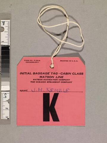 Initial baggage tag - cabin class ... K