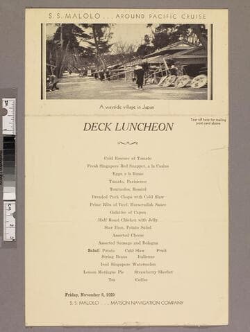 Deck luncheon menu