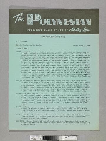 The Polynesian : published daily at sea by Matson Lines