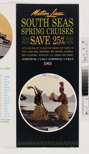 South Seas spring cruises save 25% ... 1963