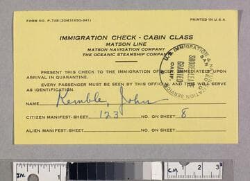 Immigration check - cabin class