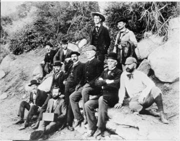Pres. Elliott of Harvard on Mt. Wilson with Prof. Lowe, Walter Raymond, Judge Eaton, Walter Monroe and friends
