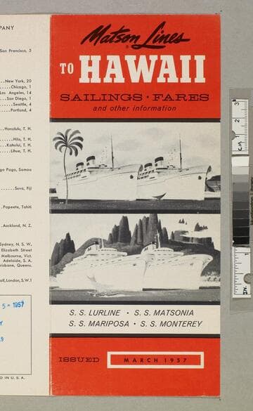 Matson Lines to Hawaii : sailings - fares and other information