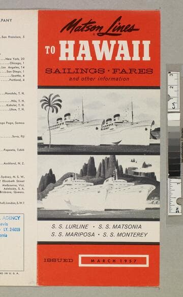 Matson Lines to Hawaii : sailings - fares and other information