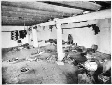 Interior of Zuni house showing extensive use of pottery