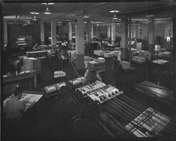 Printing room, Los Angeles Times, Los Angeles. 1937