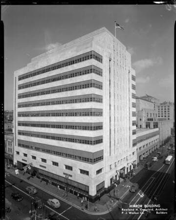 Los Angeles Times building construction, 2nd and Spring, Los Angeles. 1948