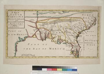 A Map of South Carolina : Shewing the Settlements of the English, French, & Indian Nations from CharlesTown to the River Mississippi