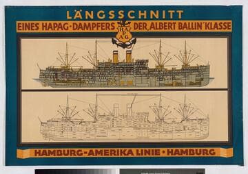 Längsschnitt eines HAPAG-dampfers der "Albert Ballin" klasse