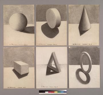 Set of 13 original drawings created by Emma Barnes, circa 1915