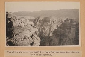 The whole width of the 5,000 ft. deep canyon.  Coconino Plateau in the background