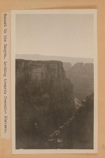 Sunset in the canyon.  Looking towards Coconino Plateau