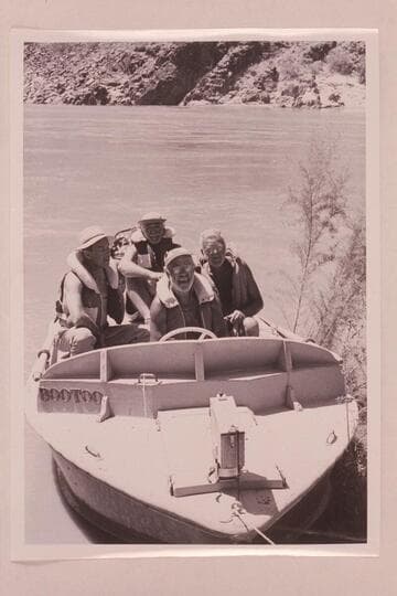 "Bootoo" and its crew at Separation Canyon:  Richey, Masland, Marston and Eisaman