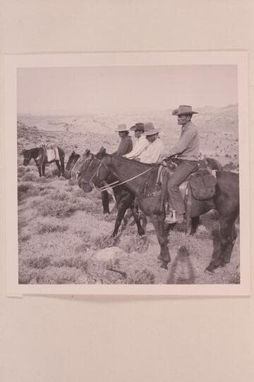 Buck Whitehat, Bahe, Sid Whiskers and Tom Daly; trail from Rainbow Bridge