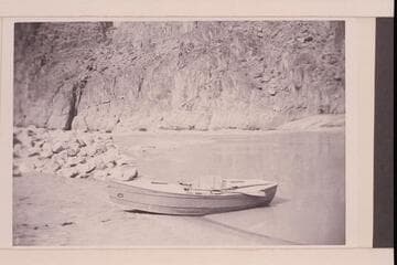 Buzz Holmstrom's boat at head of Granite Falls; Monument Creek Rapid