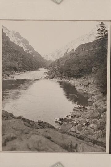 The Nevills' fleet of three sadirons and a San Juan punt; above Buck Creek Rapid on the Snake River
