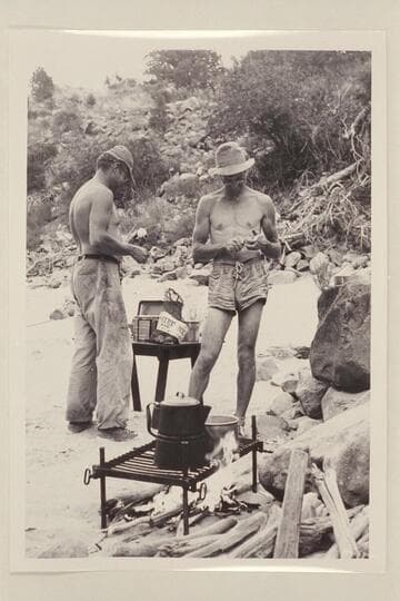 Lug Larsen and AK Reynolds prepare breakfast.  Whirlpool Canyon